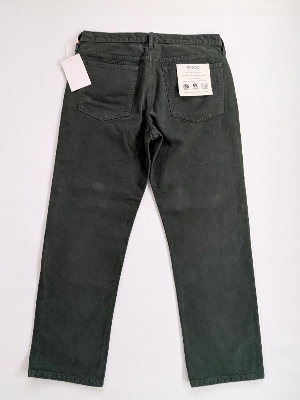 NWT Etica Rhea Denim Pants Straight Leg High Rise Size 31 Dark Green - Picture 4 of 13